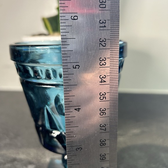 Colony By Indiana Glass Park Lane Blue Glass Water Goblet 5.5" Set Of 2 - Picture 6 of 6